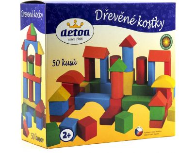 Detoa Dřevěná barevná stavebnice 50 ks