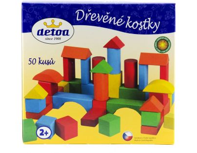 Detoa Dřevěná barevná stavebnice 50 ks