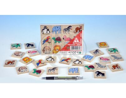 Pexeso ZOO dřevo 24 ks v krabičce (Detoa 105)