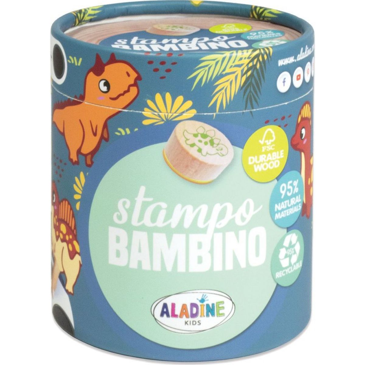 Dětská dřevěná razítka Aladine Stampo Bambino 8 ks Dinosauři