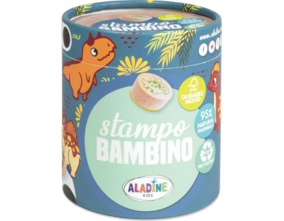 Aladine Dětská dřevěná razítka Stampo Bambino 8 ks Dinosauři