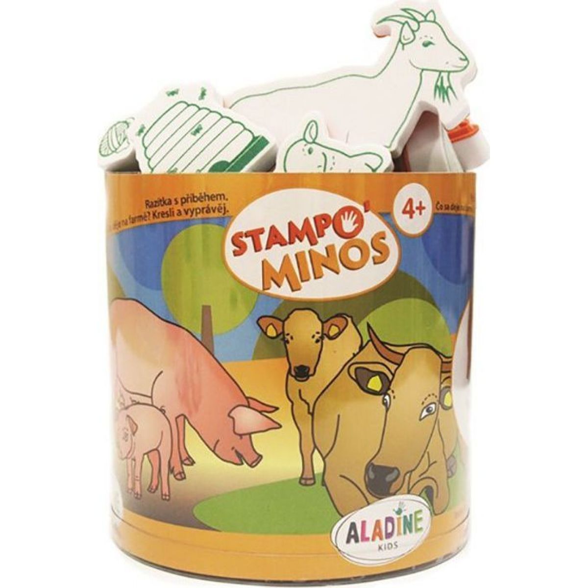 Dětská razítka s příběhem Aladine Stampo Minos, 23 ks Zvířátka na statku