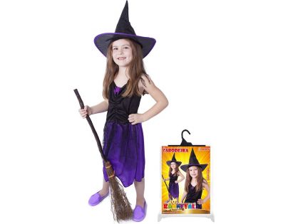 Rappa Dětský kostým Čarodějnice s kloboukem fialové vel. 104 - 116 cm