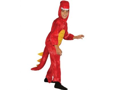 Dětský kostým na karneval Dinosaurus červený 120 - 130 cm