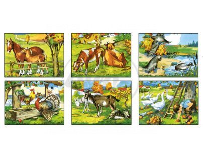 TOPA 303029 - Dřevěné kostky Zvířátka na statku (12ks)