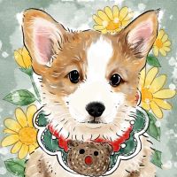 Diamantové malování - Kreslený pejsek 20 x 20 cm
