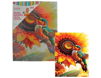 Diamantové malování - Kytka a kolibřík 30 x 40 cm