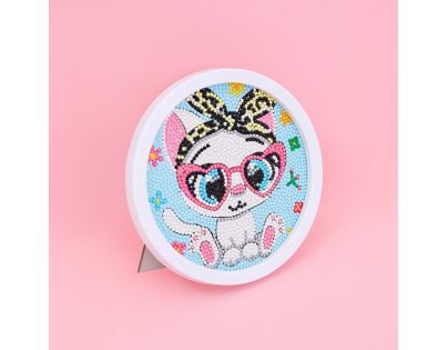 Sparkys Diamantové malování s rámem Kreslené bílé kotě 17 cm