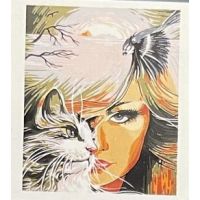 Creatoys Diamantový obrázek Dívka s kočkou 30 x 40 cm
