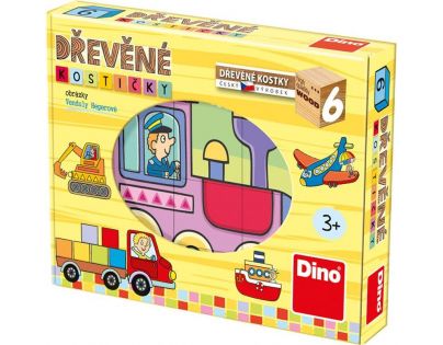 Dino Dopravní prostředky 6 dřevěných kostek