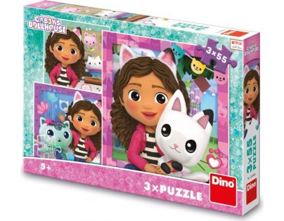 Dino Gábinin kouzelný domek a kamarádi 3 x 55 dílků Puzzle