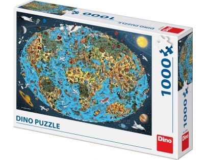 Dino Puzzle Kreslená mapa světa 1000 dílků