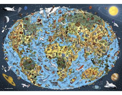 Dino Puzzle Kreslená mapa světa 1000 dílků