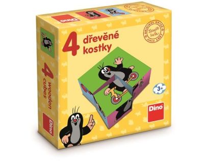 Dino Krteček dřevěné licenční kostky 4 dílky
