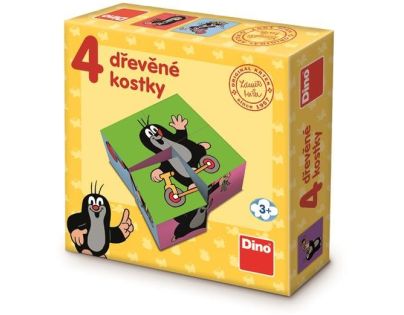 Dino Krteček dřevěné licenční kostky 4 dílky
