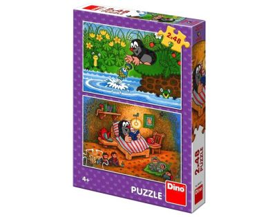 Dino Krteček a perla Puzzle deskové  2 x 48 dílků