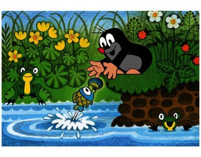 Dino Krteček a perla Puzzle deskové  2 x 48 dílků