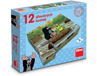 Dino Dřevěné kostky Krtek a zvířátka 12 ks