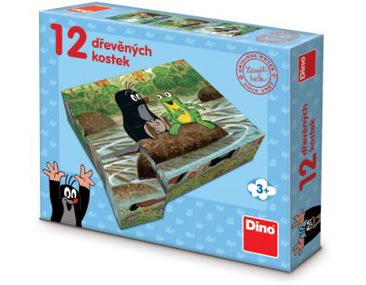 Dino Dřevěné kostky Krtek a zvířátka 12 ks