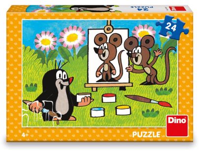 Dino Puzzle Krtek malířem 24 dílků