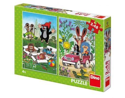 Dino Krtek se raduje puzzle 2 x 48 dílků