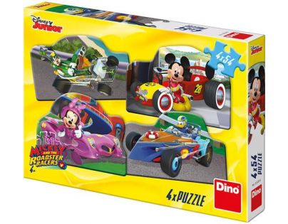 Dino Mickey a Minnie na závodech puzzle 4 x 54 dílků