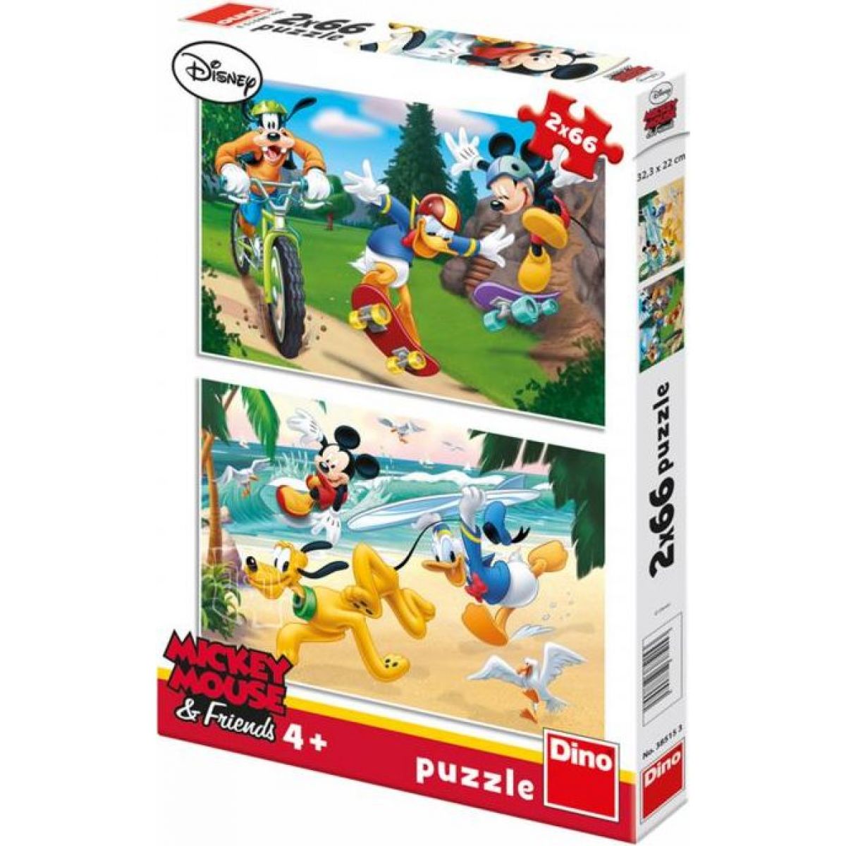 Dino Mickey sportuje 2 x 66 dílků puzzle