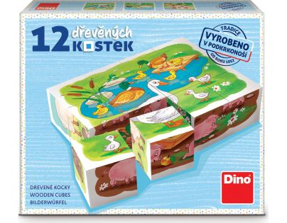Dino Na farmě 12 dřevěné kostky