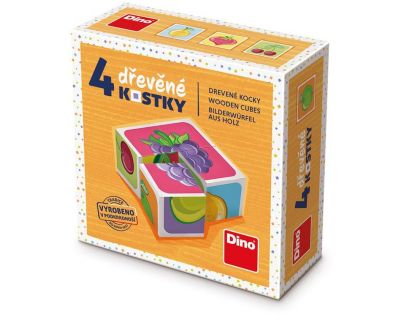 Dino Ovoce dřevěné kostky 4 ks
