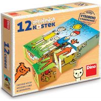 Dino Pejsek a kočička 12 dřevěné kostky 3