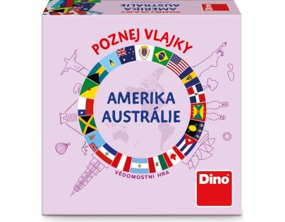 Dino Poznej vlajky Amerika a Austrálie cestovní hra