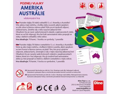 Dino Poznej vlajky Amerika a Austrálie cestovní hra