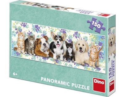 Dino Puzzle Psi a kočky Panoramic 150 dílků