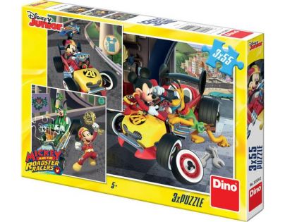 Dino Mickey a Minnie závodníci 3 x 55 dílků puzzle