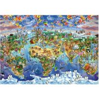 Dino Puzzle Ilustrovaná mapa světa 300 XL dílků 2