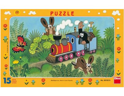 Dino Puzzle Krteček a lokomotiva 15 dílků
