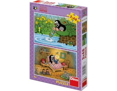 Dino Puzzle Krtek a perla 2 x 48 dílků