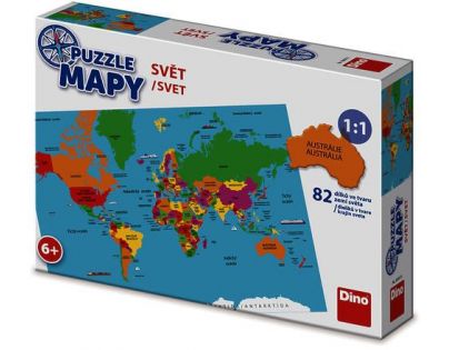 Dino Puzzle Mapa světa 82 dílků