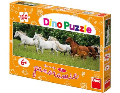 Dino Puzzle Panoramic Běžící koně 150 dílků