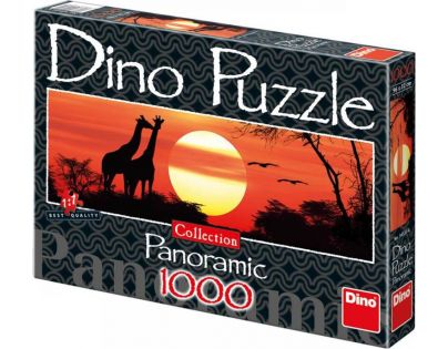 Dino Puzzle Panoramic Žirafy při západu slunce 1000 dílků