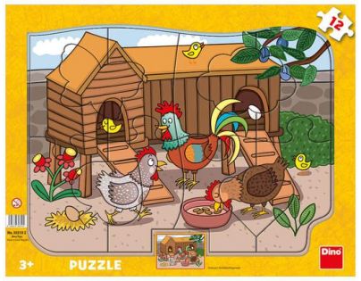 Dino Puzzle deskové Slepičky 12 dílků