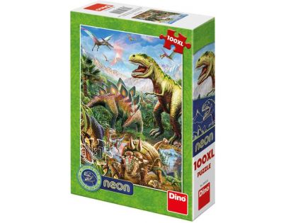Dino Puzzle neonové Svět dinosaurů 100 XL dílků
