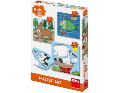 Dino Puzzle baby set Zvířátka Kde žijí 12 dílků