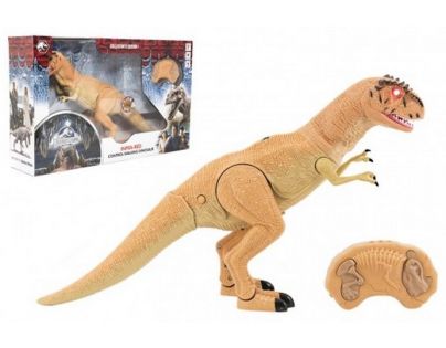 Dinosaurus chodící IC velociraptor 50 cm se zvuky a světly oranžový