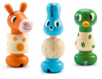 Djeco Dřevěná Trio šroubovací zvířátka