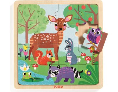 Djeco Puzzle dřevěné Lesní zvířátka 16 dílků
