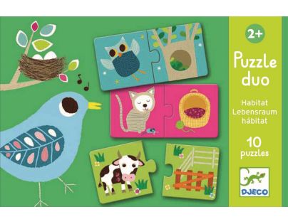 Djeco Puzzle duo Pelíšky 20 dílků - Poškozený obal