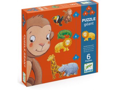 Djeco Puzzle gigant Kamarádi z Jungle 19 dílků