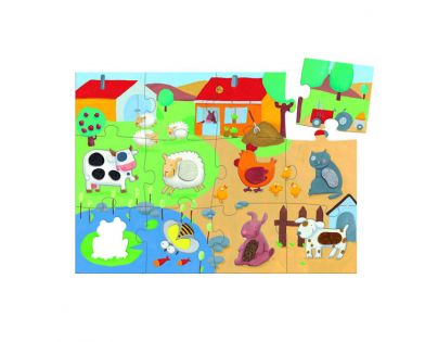 Djeco Puzzle hmatové Farma 20 dílků