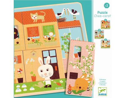 Djeco Puzzle třívrstvé Králičí chaloupka 12 dílků